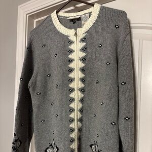 Northern Reflections Gray and Cream Cardigan